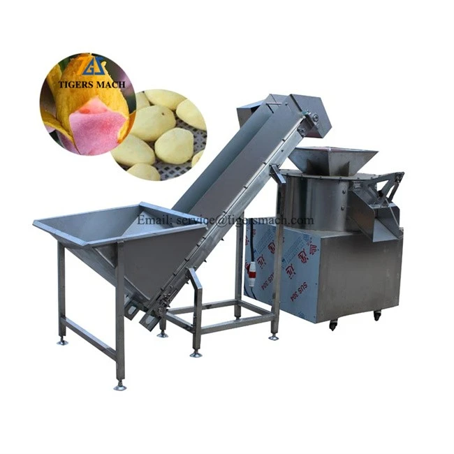 Automatic mango peeling slicing machine, peeled mango machine, mango peel removed and chippers